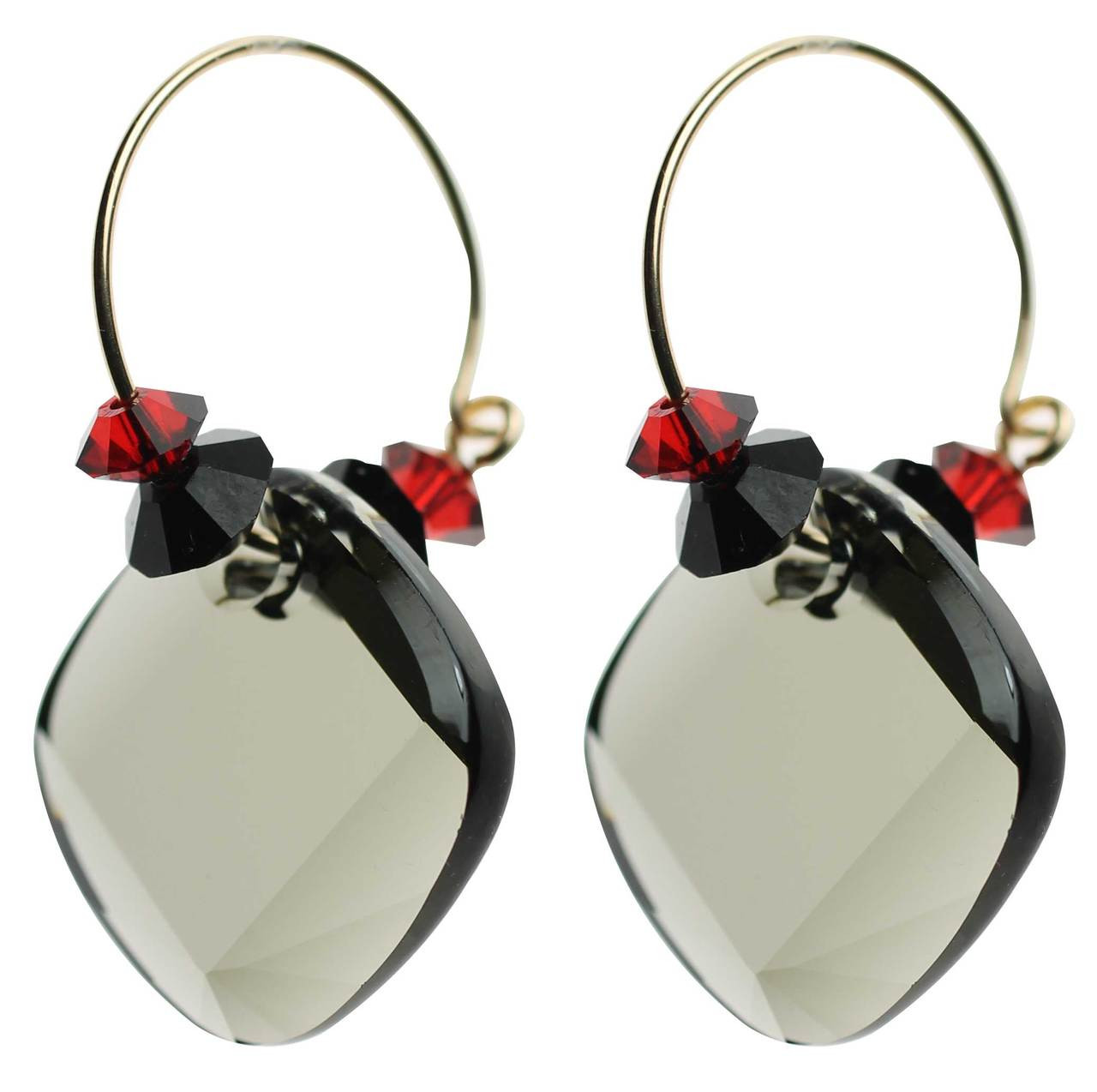 Sofya Crystal Drop Earrings - Clear Dark Grey | BUSBY & FOX